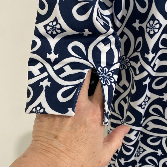 GRETCHEN SCOTT RUFFNECK JERSEY DRESS BLUE - Picture 8 of 10